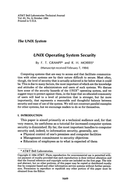 UNIX Operating System Security