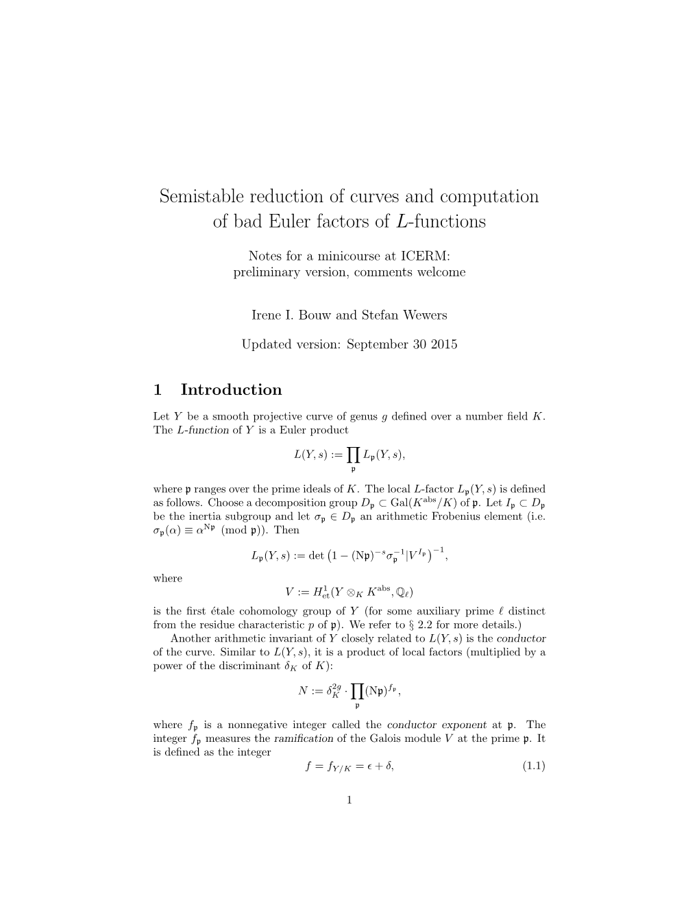 Semistable Reduction of Curves and Computation of Bad Euler Factors of L-Functions