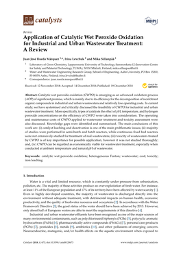 Application of Catalytic Wet Peroxide Oxidation for Industrial and Urban Wastewater Treatment: a Review