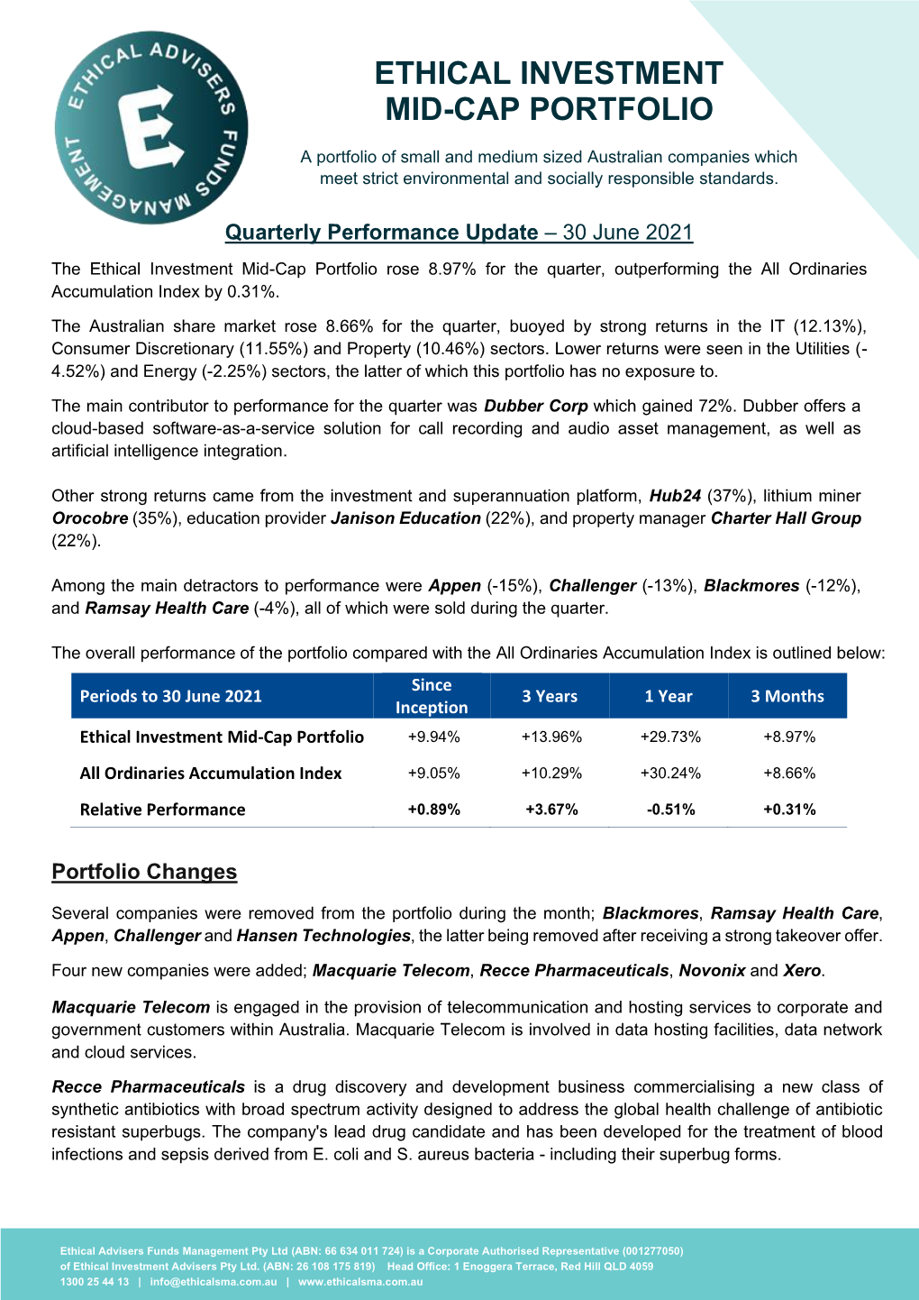 Ethical Investment Mid-Cap Portfolio