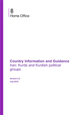 Country Information and Guidance Iran: Kurds and Kurdish Political Groups