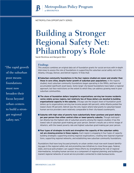 Building a Stronger Regional Safety Net: Philanthropy's Role
