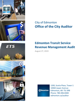 Edmonton Transit Service Revenue Management Audit August 27, 2019