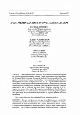 A Comparative Analysis of Five Medicinal Floras