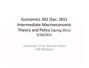 Intermediate Macroeconomic Theory and Policy (Spring 2011) 3/28/2011