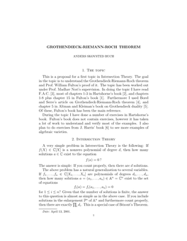 Grothendieck-Riemann-Roch Theorem