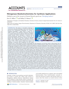 Nitrogenase Bioelectrochemistry for Synthesis Applications Published As Part of the Accounts of Chemical Research Special Issue “Electrifying Synthesis”