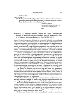 SRINIVASAN, R. Aiyanars Domain: Political and Social Conditions and Attitudes in Tamil Vol\ Literature