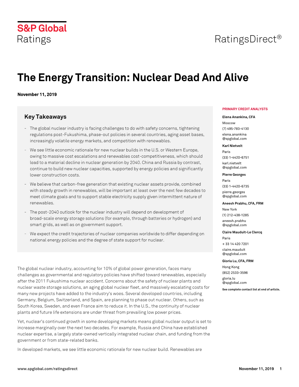 Energy Transition: Nuclear Dead and Alive