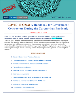 COVID-19 Q&A: a Handbook for Government Contractors During The