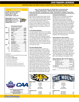 2018 TOWSON LACROSSE Game Notes | Game 2 | No