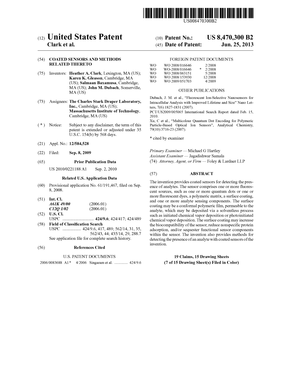 (12) United States Patent (10) Patent No.: US 8.470,300 B2 Clark Et Al