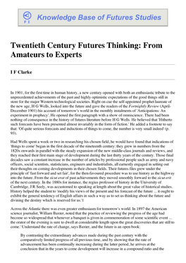 Twentieth Century Futures Thinking: from Amateurs to Experts