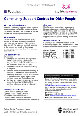 Community Support Centres for Older People