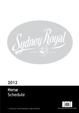 2012 Sydney Royal Schedule