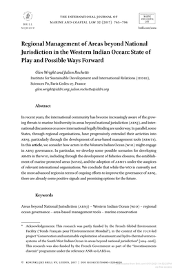 Regional Management of Areas Beyond National Jurisdiction in the Western Indian Ocean: State of Play and Possible Ways Forward