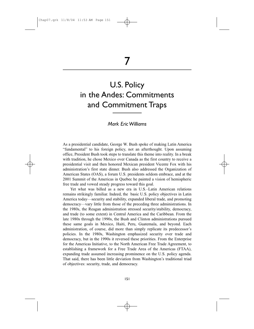 US Policy in the Andes