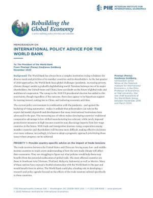 Memo to the President of the World Bank