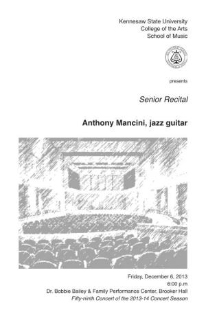 Senior Recital: Anthony Mancini, Jazz Guitar