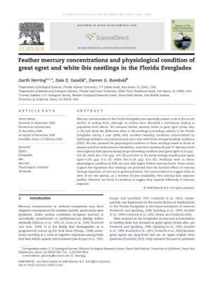 Feather Mercury Concentrations and Physiological Condition of Great Egret and White Ibis Nestlings in the Florida Everglades