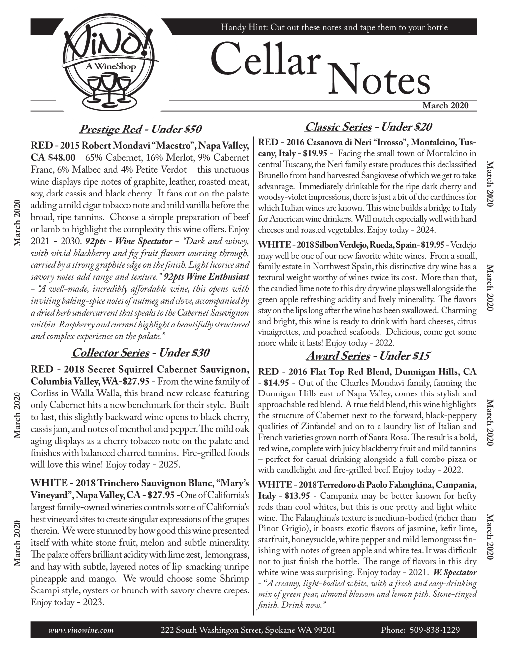 03-2020 Cellar Notes with Back.Indd