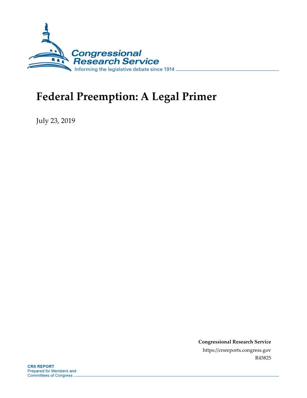 Federal Preemption: a Legal Primer