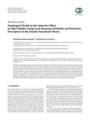 Topological Model on the Inductive Effect in Alkyl Halides Using Local Quantum Similarity and Reactivity Descriptors in the Density Functional Theory