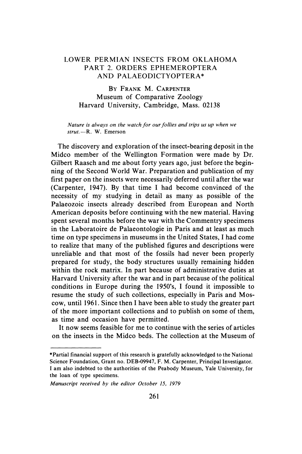 Lower Permian Insects from Oklahoma Part 2. Orders Ephemeroptera and Palaeodictyoptera* by Frank M