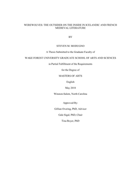 Werewolves: the Outsider on the Inside in Icelandic and French Medieval Literature