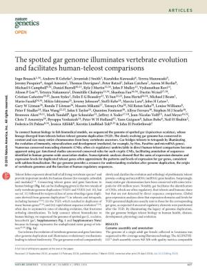 The Spotted Gar Genome Illuminates Vertebrate Evolution and Facilitates Humanteleost Comparisons