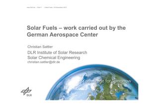 Solar Fuels – Work Carried out by the German Aerospace Center