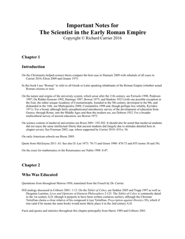 Important Notes for Science Education in the Early Roman Empire