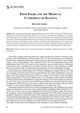 Ernő Foerk and the Medieval Cathedrals of Kalocsa