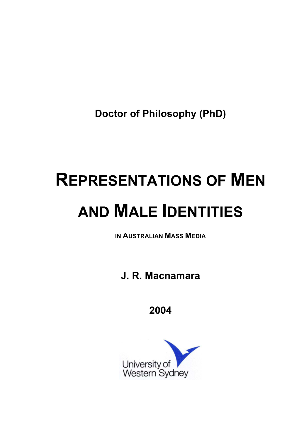 Representations of Men and Male Identities