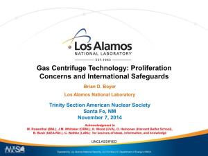 Gas Centrifuge Technology: Proliferation Concerns and International Safeguards Brian D