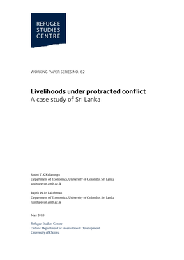 Livelihoods Under Protracted Conflict a Case Study of Sri Lanka
