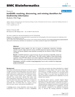 Bioguid: Resolving, Discovering, and Minting Identifiers for Biodiversity Informatics Roderic DM Page