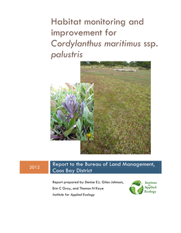 Habitat Monitoring and Improvement for Cordylanthus Maritimus Ssp