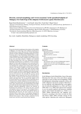 Diversity, External Morphology and ‘Reverse Taxonomy’ in the Specialized Tadpoles of Malagasy River Bank Frogs of the Subgenus Ochthomantis (Genus Mantidactylus)