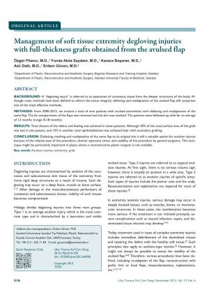 Management of Soft Tissue Extremity Degloving Injuries with Full-Thickness Grafts Obtained from the Avulsed Flap