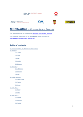 MENA-Atlas - Comments and Sources