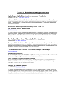 General Scholarship Opportunities