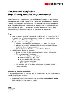Compensation Pilot Project: Scope of Validity, Conditions and Journeys Counted