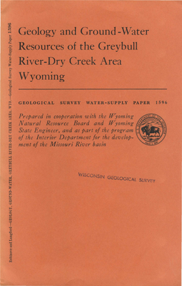 Geology and Ground-Water Resources of the Greybull River-Dry Creek Area Wyoming