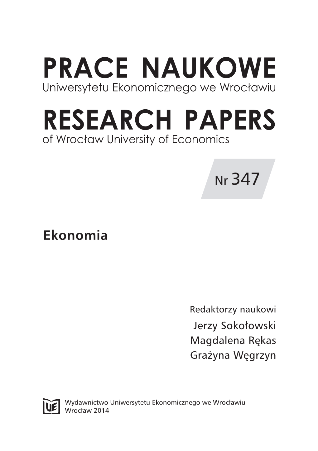 PRACE NAUKOWE Uniwersytetu Ekonomicznego We Wrocławiu