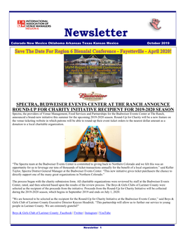 Newsletter Colorado New Mexico Oklahoma Arkansas Texas Kansas Mexico October 2019