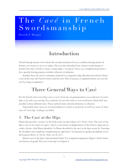 The Cavé in French Swordsmanship Patrick T