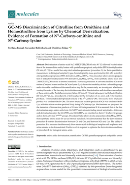 GC-MS Discrimination of Citrulline from Ornithine and Homocitrulline from Lysine by Chemical Derivatization