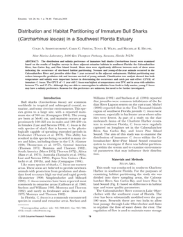 Distribution and Habitat Partitioning of Immature Bull Sharks (Carcharhinus Leucas) in a Southwest Florida Estuary