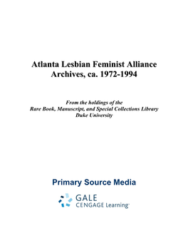 Atlanta Lesbian Feminist Alliance Archives, Ca